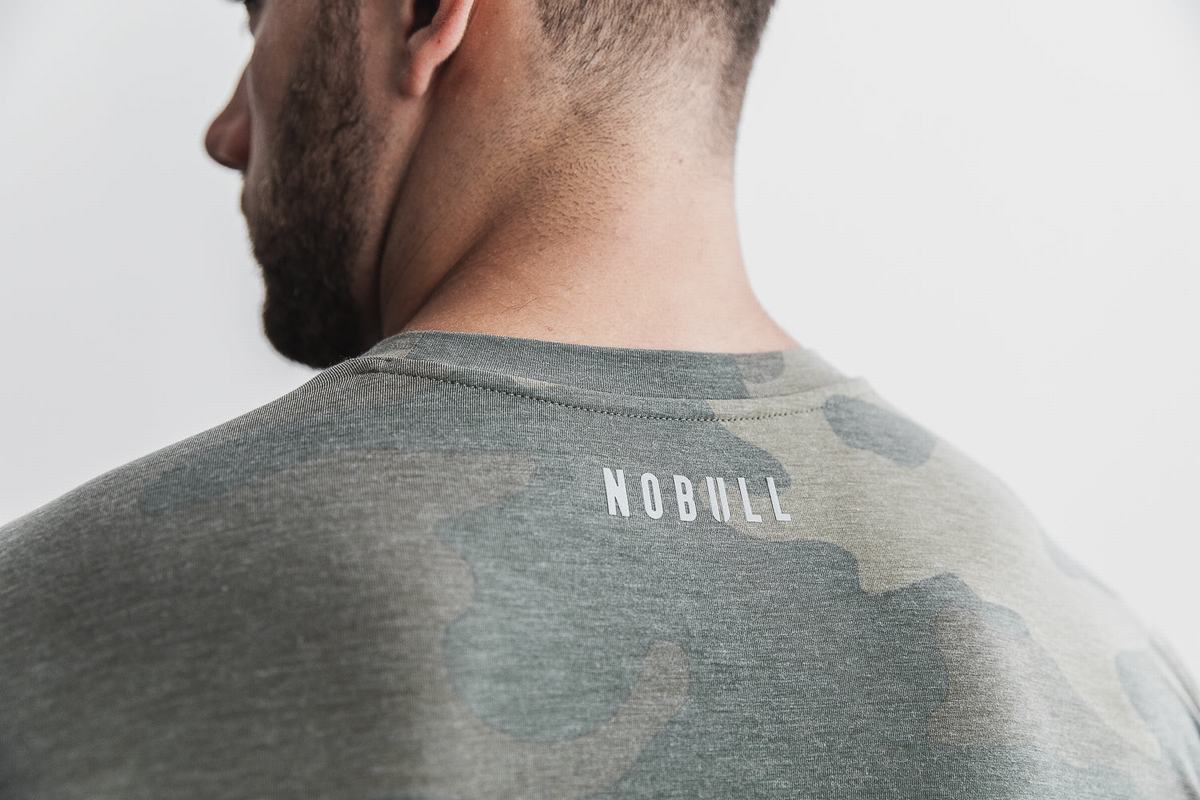 Nobull Crossfit® Men's T Shirts Green Camo | Australia (WL3927)